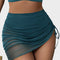 Mesh High Waisted Tummy Control Sarong Wraps Bikini Set