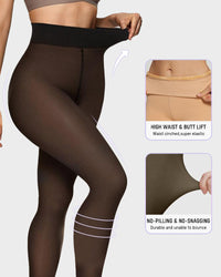 Semi-Transparent Single Seam Fleece Lined Tights