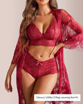 BlossomLace – 3-Piece Sheer Lace Sleepwear Set