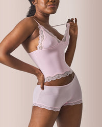 Women's Lace Trim Wirefree Lightweight Underwear Set